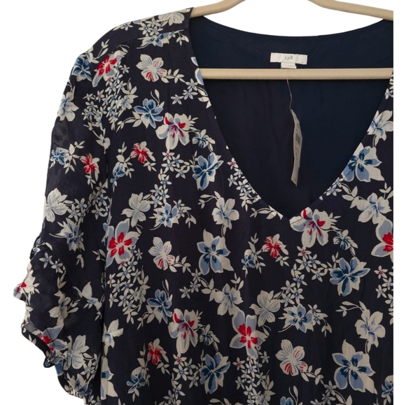 J. Jill New With Tags Women's Blue Floral V Neck Short Sleeve Maxi Dress 4X - Picture 3 of 11